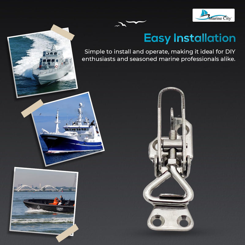 MARINE CITY Lockable Hatch Fastener, 304 Stainless Steel, Adjustable Length, Corrosion-Resistant, Compact Design,Ideal for Boats, Yachts, and RVs Small