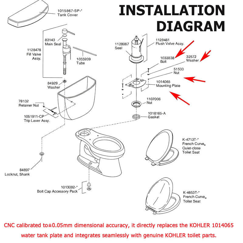 Toilet Tank Plate Replacement for Kohler 1014065 Tank Plate | Kohler Toilet Tank Accessories,Bubble Wrap-Pinpoint Accuracy