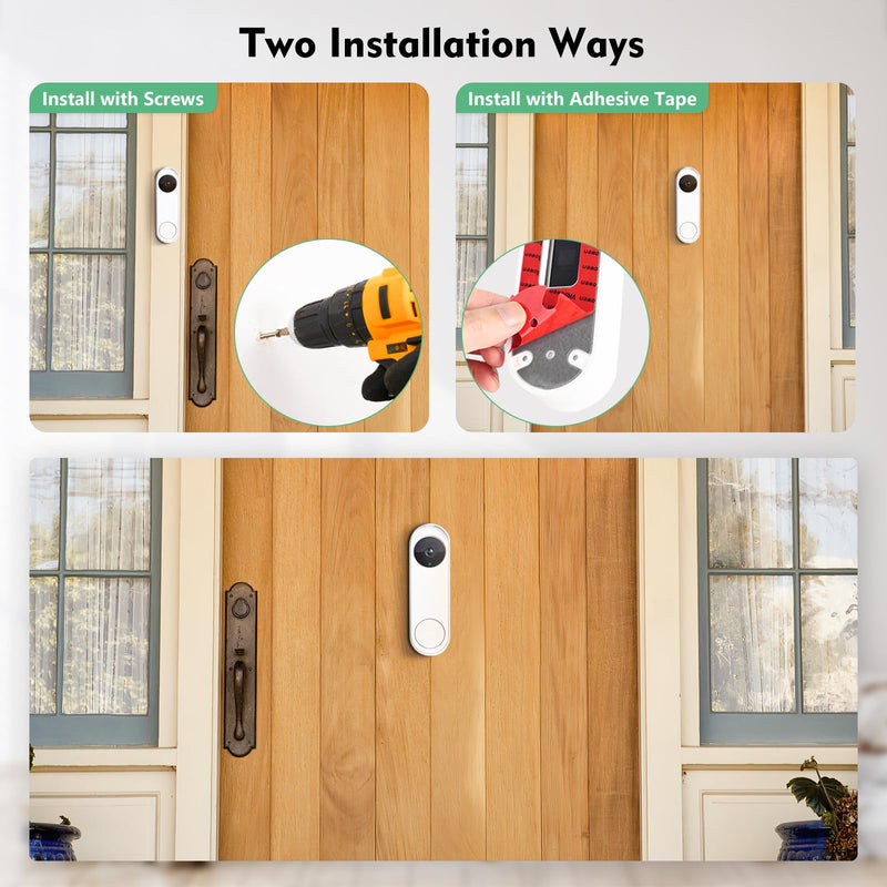 Anti-Theft No Drill Doorbell Mount Compatible with Google Nest Doorbell (Battery), Video Doorbell Door Mount for Apartment, Home, Renters, No Tools Needed and Protect Your Wall - NewNest Australia