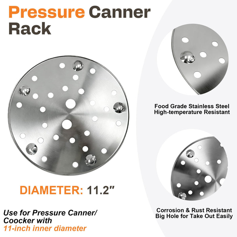 85707 11-Inch Pressure Canner Rack, Stainless Steel Pressure Cooker Rack Canning Rack Fit for Presto All-American & More16 to 22 Quart Cookers and Canners Universal Cooking/Canning Rack, 2-Pack
