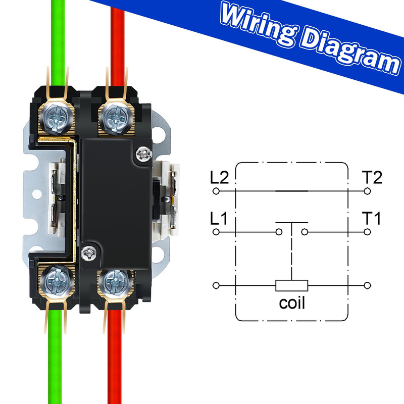 Dreyoo 1 Pack Carrier HVAC Motor Contactor, 24V 25 Amp Coil 1 Pole Replacement Relays Compatible with C230B, Air Conditioner, Heat Pump, Refrigeration Systems