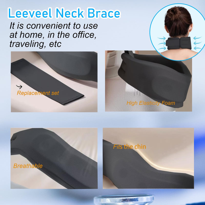 Neck Brace Cervical Collar,Soft Neck Support Relief Neck Pain & Pressure in Spine for Women & Men,Adjustable Neck Support Collar for Sleeping,Travelling,Office (L-19.29"X3.54") L-19.29"X3.54"
