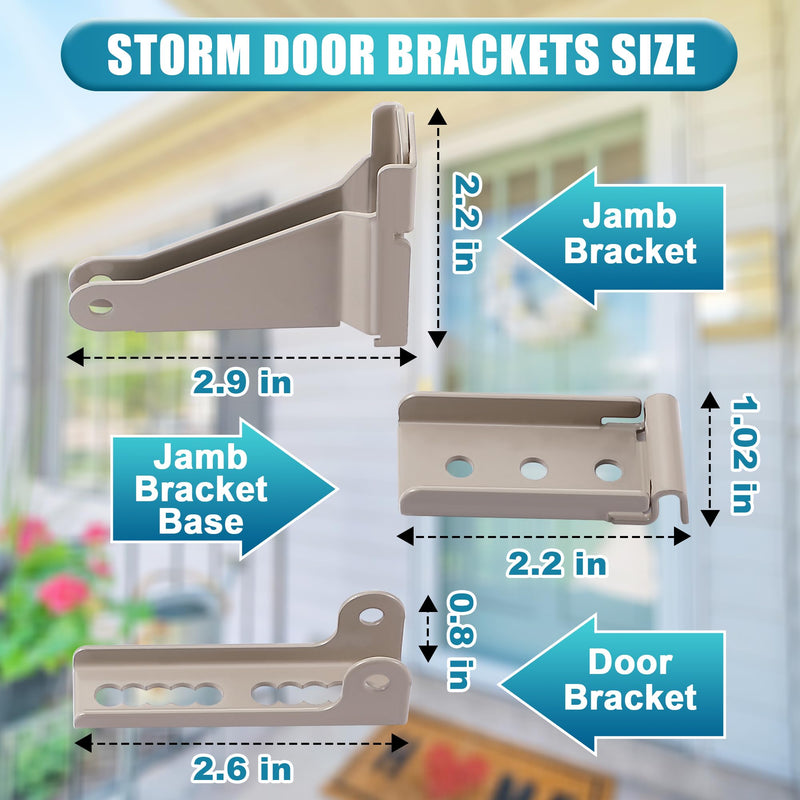 Dreyoo Storm Door Closer Kit Compatible with Andersen/Emco/Larson/40201/Pella, Screen Door Closer Replacement Parts with Brackets, Mounting Screws and Pins (Beige) Beige
