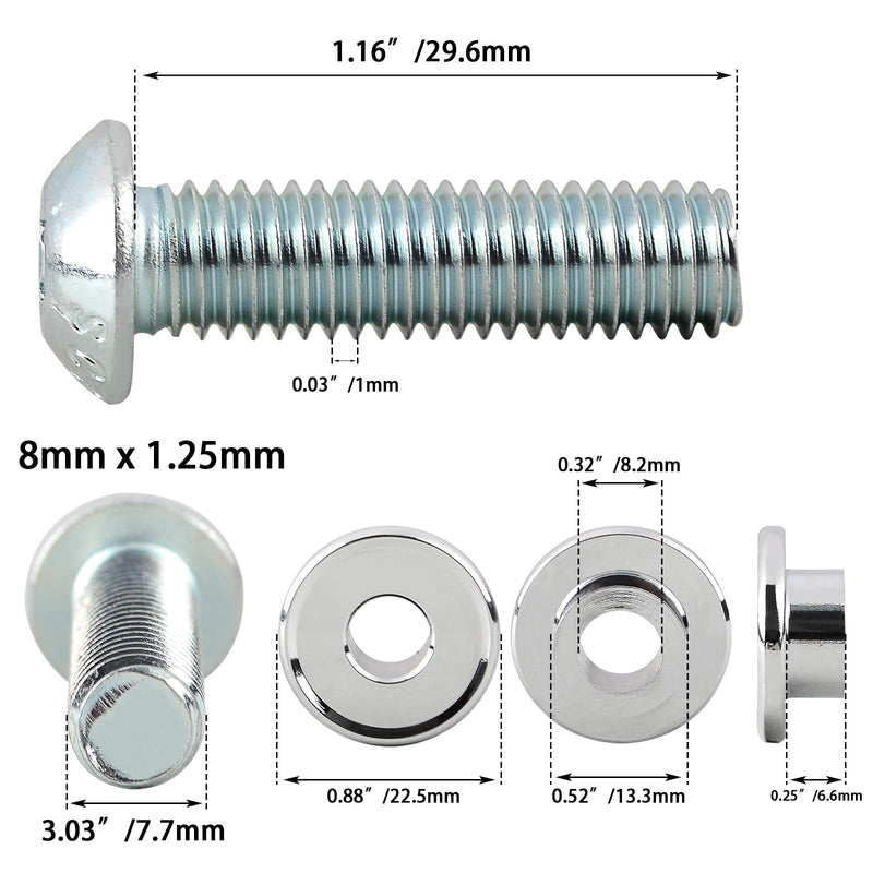 FOVPLUE Front Brake Disc/Rotor Hardware Kit,M8 X 1.25 Threads Screws/Bolts For 2009-2024 Harley Touring Models,for Cvo Road Glide Tri Glide Electra Glide Street Glide wheels,Chrome,14 Bolts