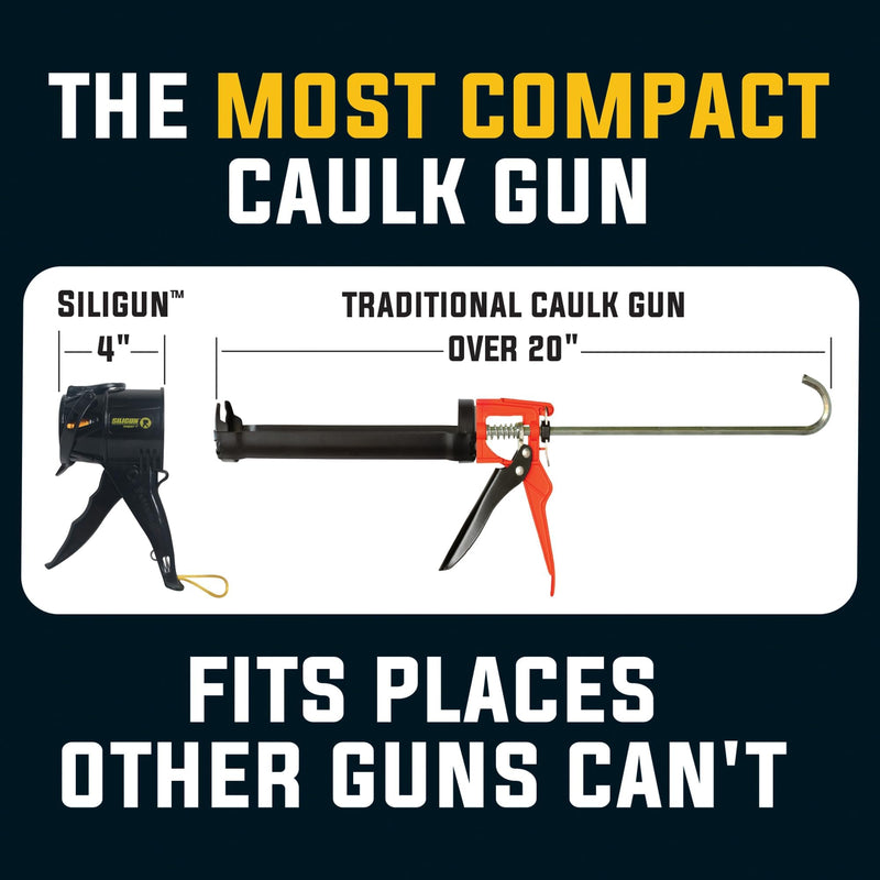 SILIGUN™ Gen-3 Compact Caulking Gun - No Drip Caulk Gun - Patented Design - Lightweight ABS Frame - Works with All 10 oz Tubes Siligun Caulk Gun Gen-3