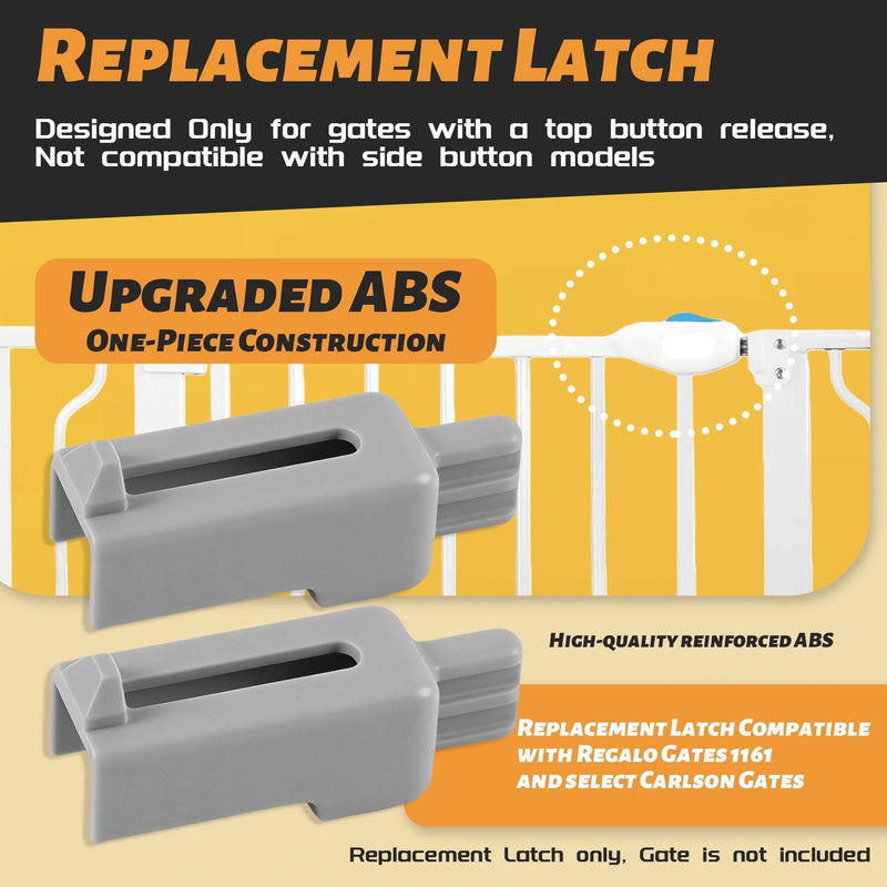 5-Pack Replacement Latch, Universal Gate Replacement Parts, Top-Button Release Only, Upgraded Thickened, Gray, Upgraded ABS Materia, Compatible with Regalo 1161 and Select Carlson Gates Etc 5 Pack