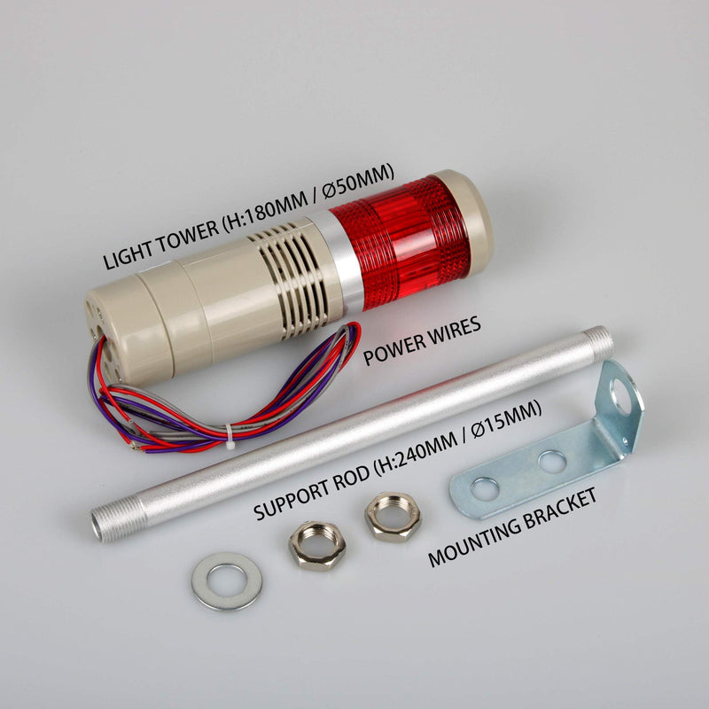 LUBAN Industrial 1-Layer Stack LED Warning Light with Buzzer for Safety, DC 12V 12V with Buzzer