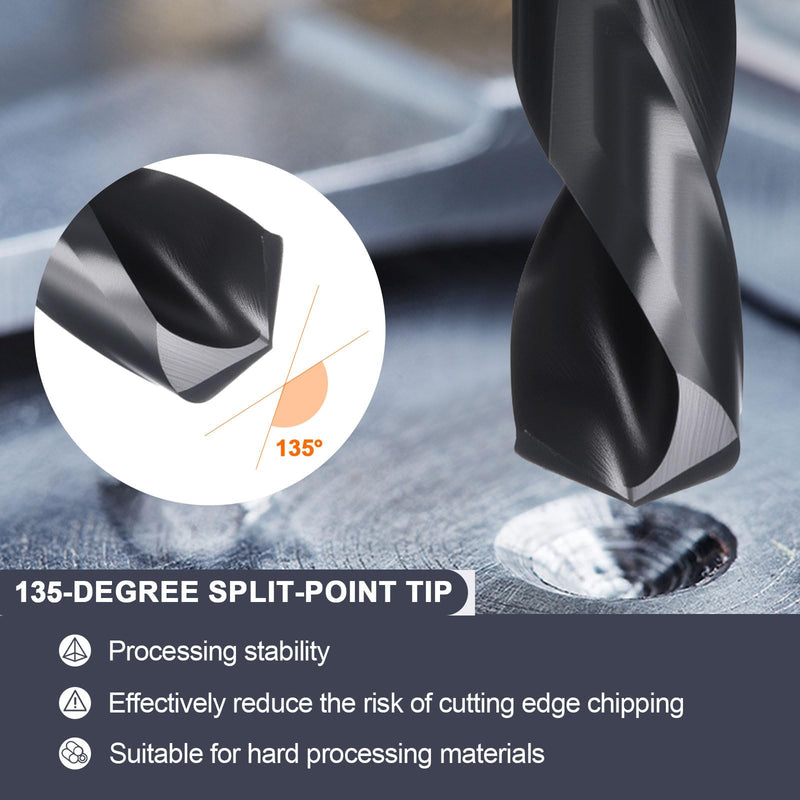 uxcell 38mm Drill Bit 1/2" Reduced 3-Flat Shank M2 High-Speed Steel Nitriding Black 135° Bits for Hard Metal Stainless Steel,1pcs 1/2"