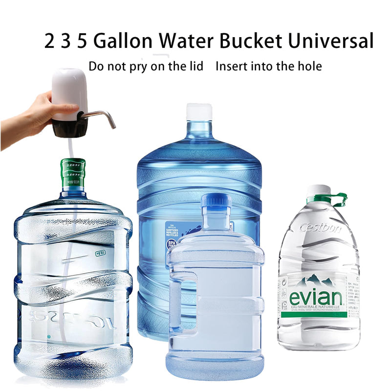 True Dual Water Pump 5 Gallon Water Dispenser,Portable High Battery Capacity USB Charging Water Jug Pump Easy to Use Water Dispenser for 5 Gallon Bottle Camping Black