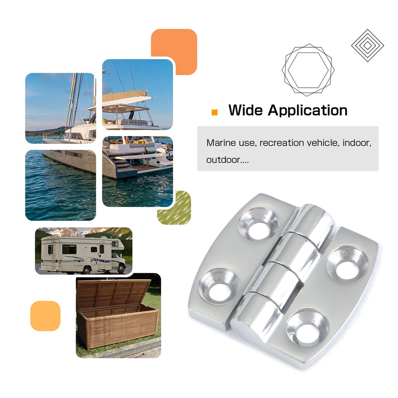Atibin Deck Door Stainless Hinge Boat Cabinet Removable Marine Hinge Steel Mirror Polished Boat Hinge Hatch SUS316 1.59 inch x 1.51 inch 2pcs