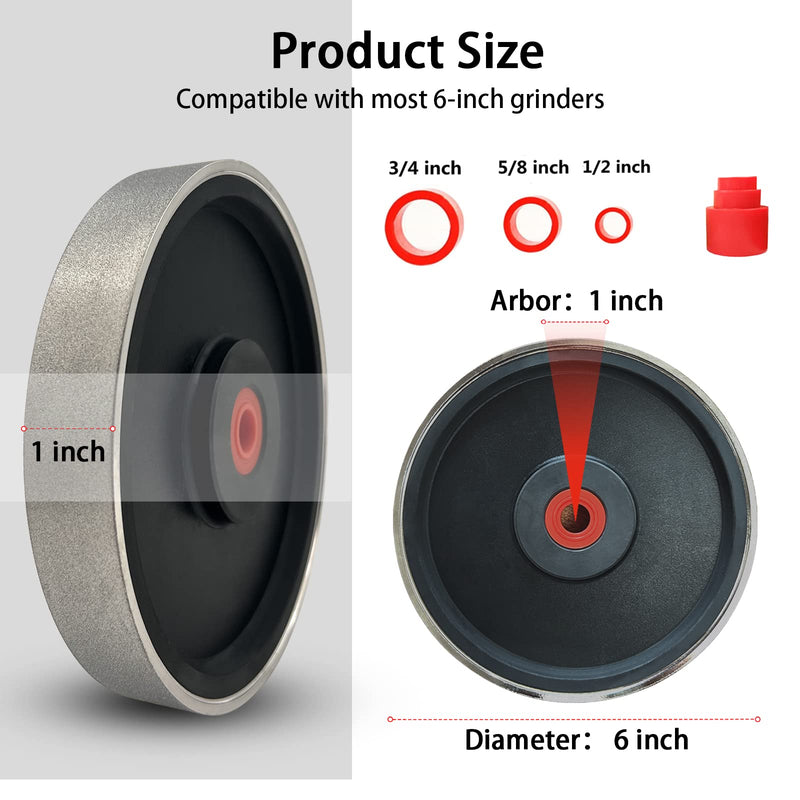 Diamond Lapidary Jewelry Grinding Wheel 6 inch,1" Arbor, for TIG tungstens, Gem, Marble, Granite, Glass, Ceramics, Cemented Carbide (600 Grit) 600 Grit
