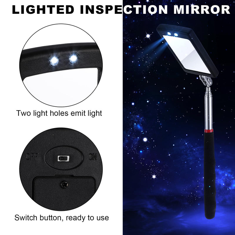 6 Pcs Telescoping Inspection Mirror,Retractable Round Mechanical Mirror Tool,Under Vehicle Square Inspection Mirror,Car Visual Reflector,Retractable Detection Mirror Repair Tool