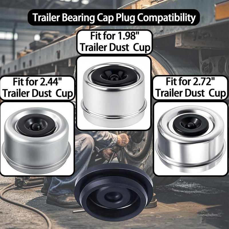 Trailer Hub Cap Plugs, Grease Rubber Plugs for 1.98"/2.44"/2.72" Trailer Axle Cap, Trailer Dust Bearing Cap Cup for Most 2000 to 3500 Pound Dexter Trailer EZ Lube RV Camper Wheel Cover Axle, 4 Pcs 4Pcs