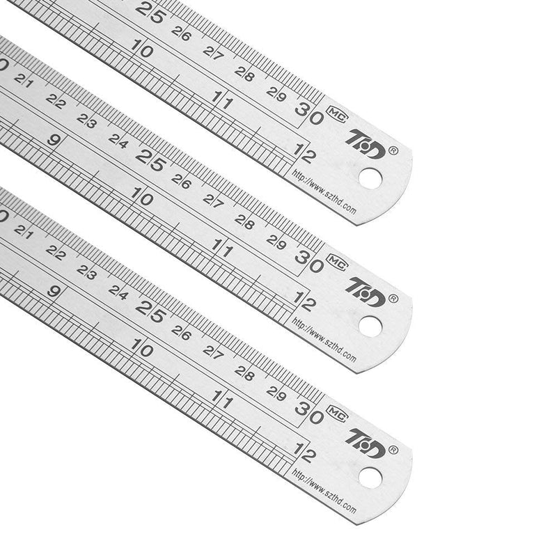 ZZTX Ruler Metal Straight Edge Ruler Stainless Steel Ruler 12 Inch Ruler Set Rulers Bulk 1 Pack