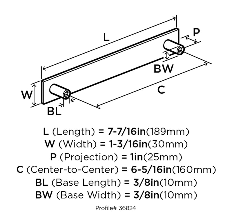 Amerock | Cabinet Pull | Polished Nickel | 6-5/16 inch (160 mm) Center to Center | Kamari | 1 Pack | Drawer Pull | Drawer Handle | Cabinet Hardware 6-5/16 Inch (160 mm) Center-to-Center