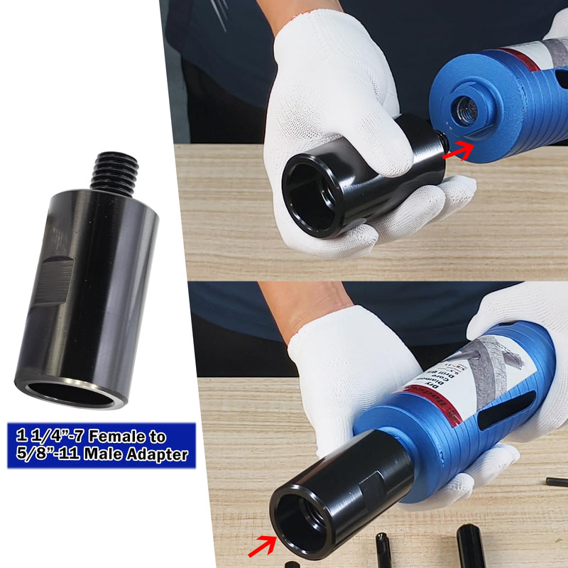 1-1/4"-7 Male Thread to SDS Max Core Drill Bit Adapter, Premium Convenient Converter, 1-1/4"-7 SDS Max Core Bit Adapter for Concrete Coring Drill 1-1/4"-7 Male Thread SDS MAX Shank