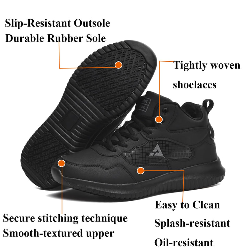 Non Slip Work Boots for Men Oil Resistant Food Service Shoes Comfortable Slip On Chef Shoes for Restaurant Hospital 10.5