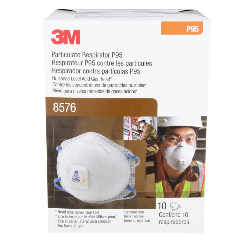 3M Particulate Disposable Respirator 8576, P95, Pack of 10, NIOSH APPROVED