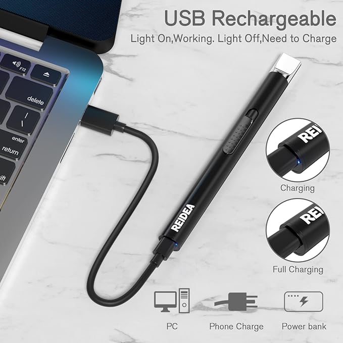 REIDEA Electronic Lighter Candle Lighter USB Rechargeable Lighter with Safety Switch Flameless Portable Windproof Plasma Lighter for Home Cooking, BBQ, Camping Stove, Etc - NewNest Australia
