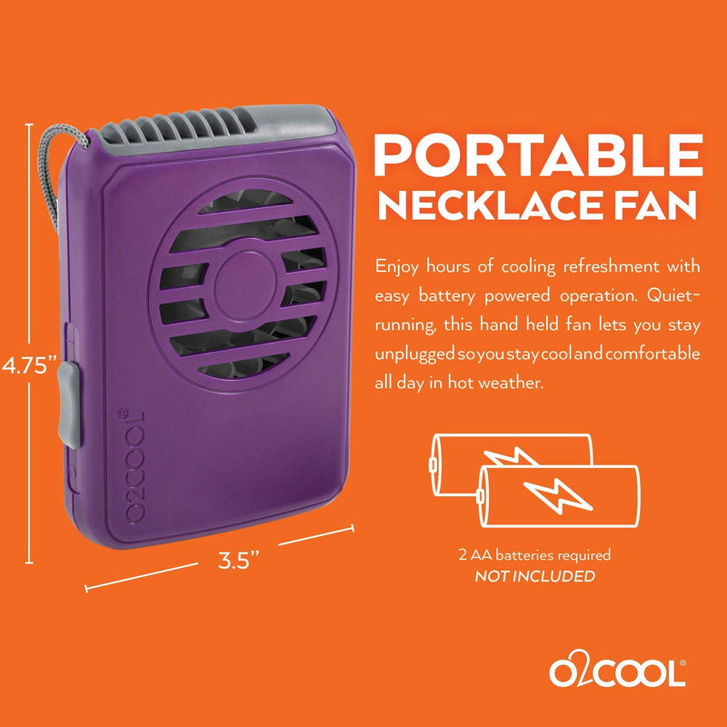 O2COOL Deluxe Personal Necklace Fan | Hands- Free, Battery Operated Wearable Mini Cooling Device for Beach, Sporting Events, Camping (3 Pack Random Colors) 3 Pack