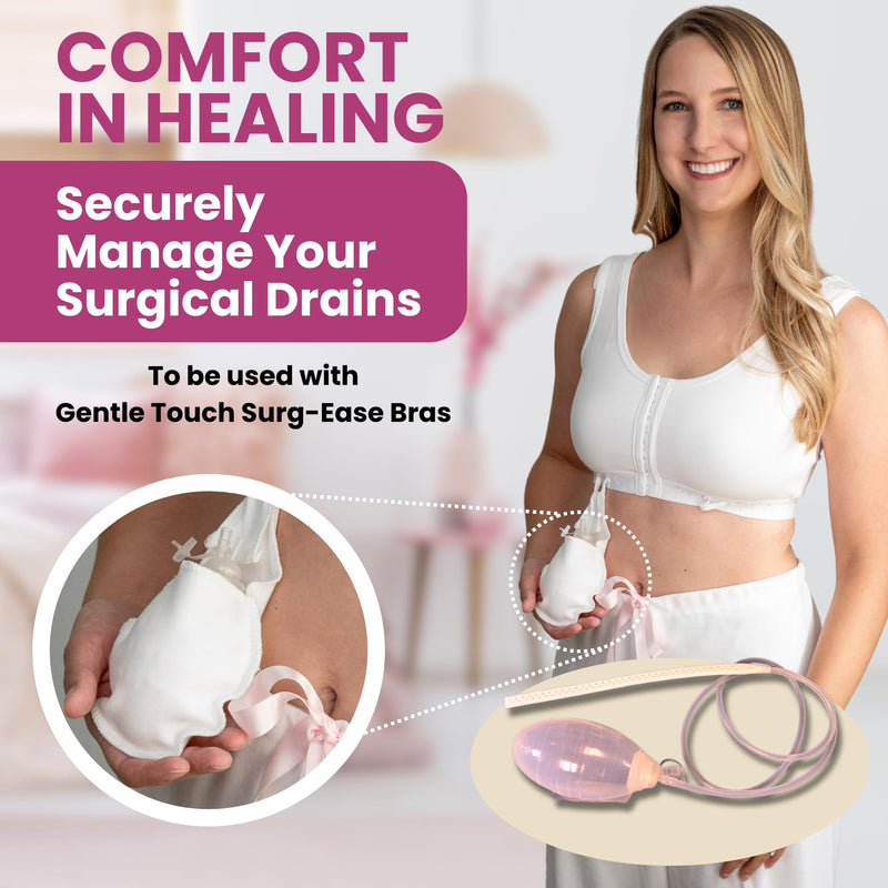 Gentle Touch Surg-Ease Drain Holder Pouch - Essential Surgical Recovery Supplies for Post Mastectomy, Lumpectomy, and Breast Surgery - Surg-Ease Drain Pouch Compatible with Surg-Ease Bra - Black