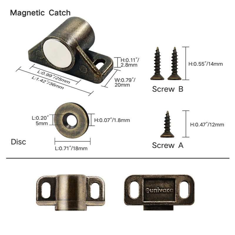 4 Pack Cabinet Magnets Strong, Magnetic Door Catch, Cabinet Door Closers, Magnets for Cabinet Doors Latches Hardware - Bronze 4