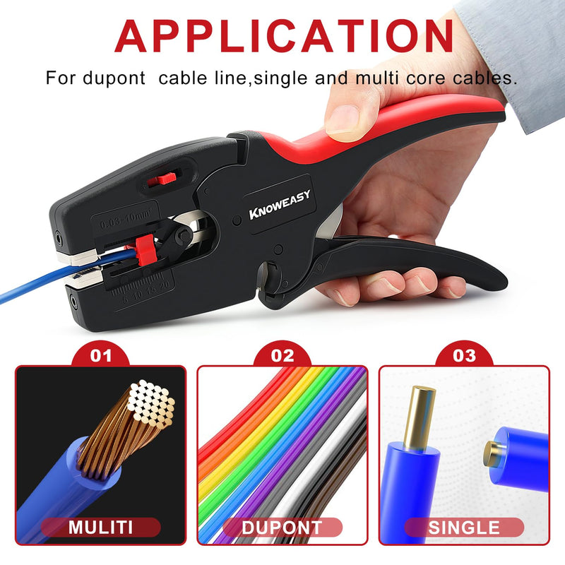 Knoweasy Upgraded Wire Stripper : 2-in-1 Heavy Duty Wire Stripper Plier and Cutter for 32-7 AWG (0.03mm²-10mm²), Essential Stripping and Cutting Tool for Professionals and DIY Enthusiasts D3N2024