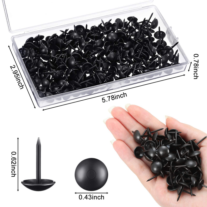 Black Upholstery Tacks, 7/16 Inch Decorative Furniture Tacks Black Thumb Pins Upholstery Nails with Storage Box for Upholstered Furniture Cork Board DIY Project Home Decor 11 x 17 mm(Black,200 Pcs) 200