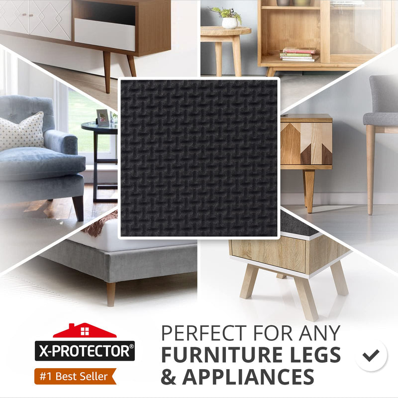 X-PROTECTOR Non Slip Furniture Pads – 12 Premium Furniture Grippers 3"! Best SelfAdhesive Rubber Feet Furniture Feet – Ideal Non Skid Furniture Pad Floor Protectors – Keep Furniture in Place! 3 inch 12 Square