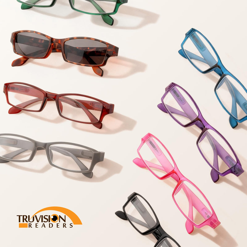 TruVision Readers Reading Glasses, Comfort Spring Hinges for Men and Women, 9501HP 01h-4-black 4.5 x