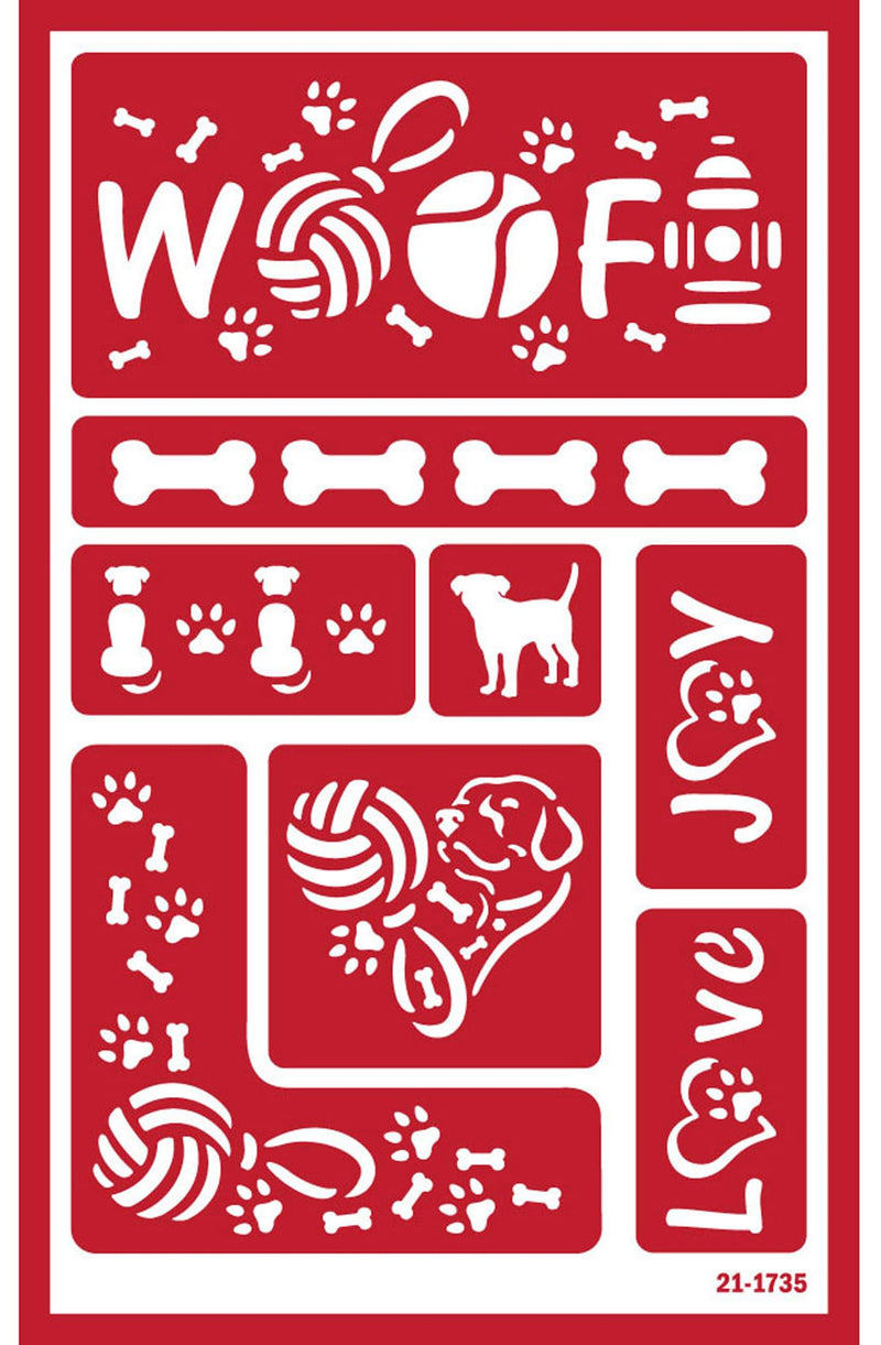 2 Glass Etching Stencils Reusable Template - Cat and Dog Stencils - Glass Etching Dogs Paw Print Etch Stencil, Puppies, Kittens Design - Self Stick Stencils Set with Brush