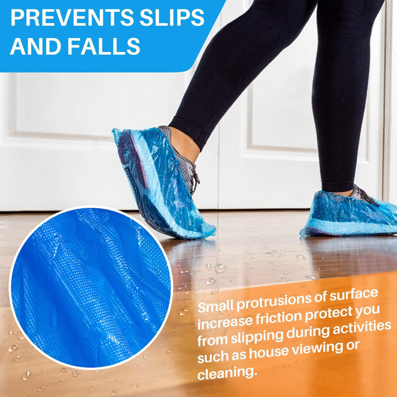 60 Pack (30 Pairs) Shoe Covers - Boot Covers Plastic Disposable Waterproof Shoe Covers for Men and Women Fits All Sizes of Shoes for House Cleaning