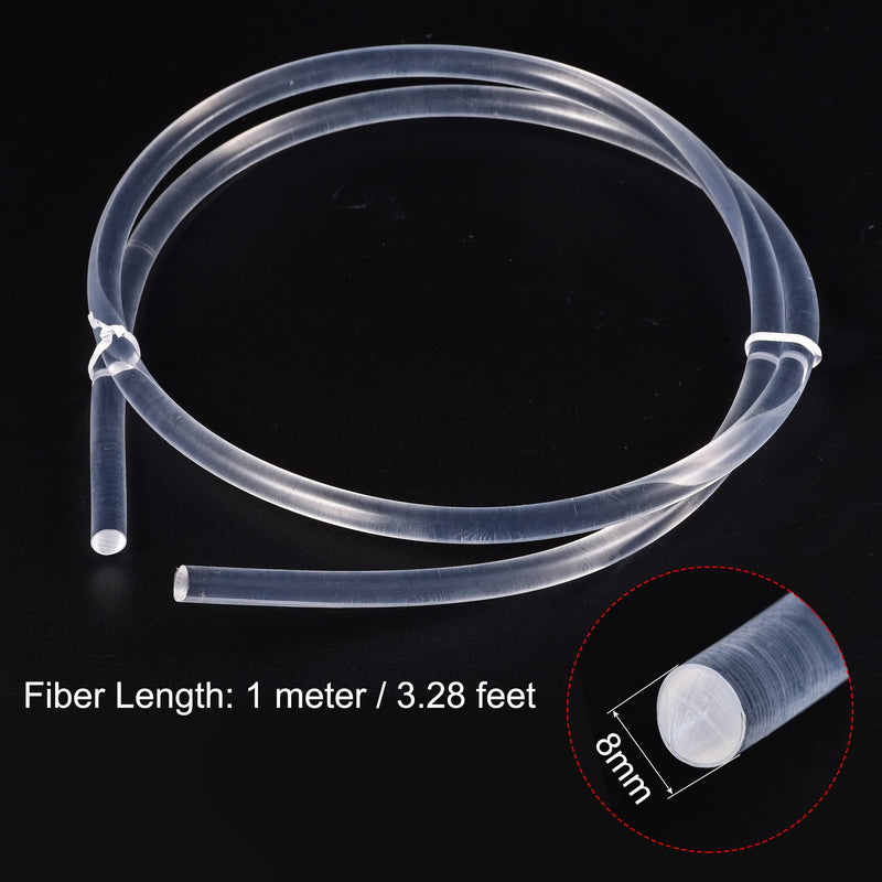 MECCANIXITY PMMA Side Glow Fiber Optic Cable 8mm Dia 1M Long for LED Light Guide in Home, Hotel 8.0mm x 1m