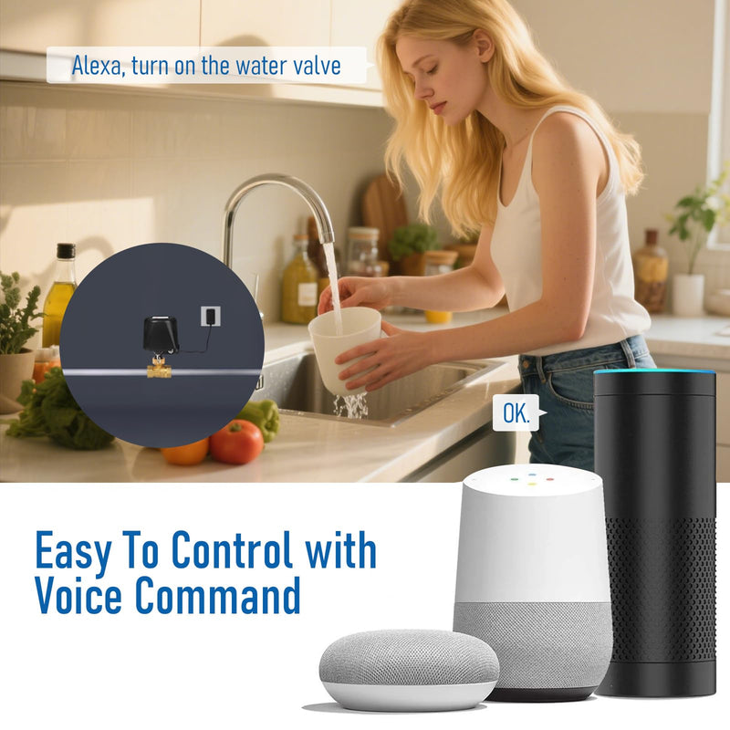 Smart Motorized Ball Valve, WiFi Shutoff Water Valve, Smart App Control, 4 Timer Modes, Supports 2.4 GHz WiFi Only, Various Sizes, Brass Valve, G-Thread 1/2" Valve Black G-Thread DN15-1/2"
