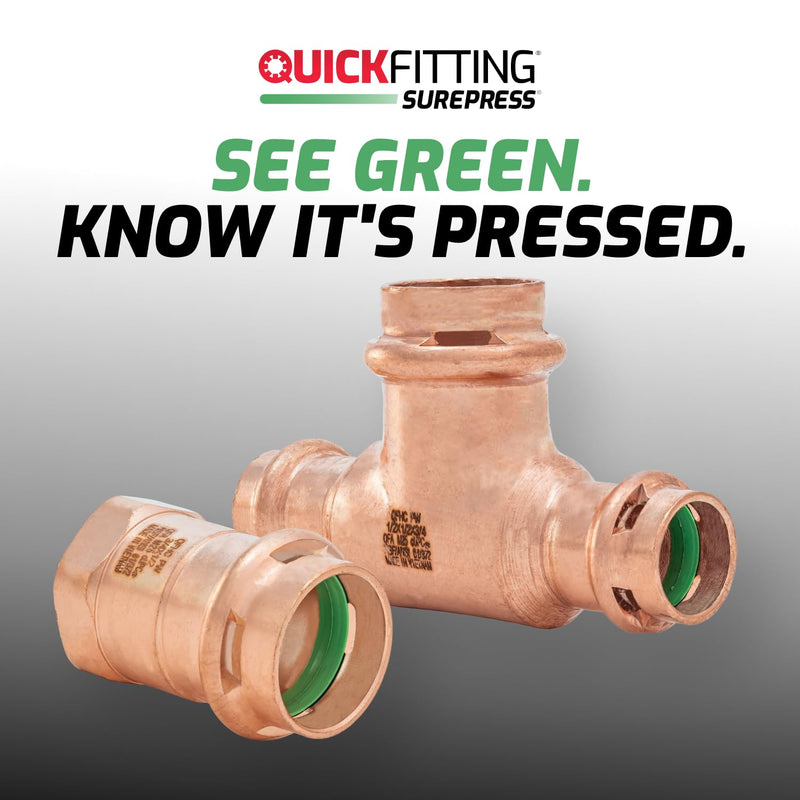 QuickFitting SurePress 1" x 3/4" x 3/4" Copper Press Tee 1 in. x 3/4 in. x 3/4 in.
