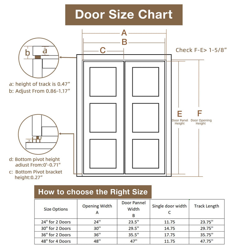 Bifold Door Hardware Kit, 30-Inch Bi-fold Closet Door Track Kit Bifold Closet Door Hardware Kit Folding Door Hardware Repair Replacement Tool Kit 30 Inch Track