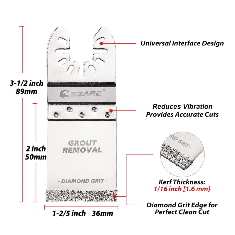 EZARC Diamond Oscillating Blade, Flush Cutting Oscillating Multi Tool Saw Blades for Grout Removal, Cleaning Mortar DO34F, 3-Pack Flush Cut