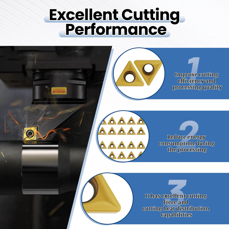 20Pcs TCMT32.52 TCMT16T308 Carbide Turning Inserts, Replacement Turning Inserts Cutting Tools for Steel Parts and Stainless Steel, Lathe Turning Tools for STFCR Turning Tool Holder 20