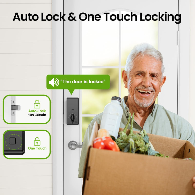 GHome Smart Door Lock KD30, Fingerprint Smart Deadbolt for Front Door, 5 in 1 Keyless Entry Door Lock, App Control, Auto Lock, 0.3s Unlock, Easy Install, for Home/Apartment/Office Smart Deadbolt Lock-Silver