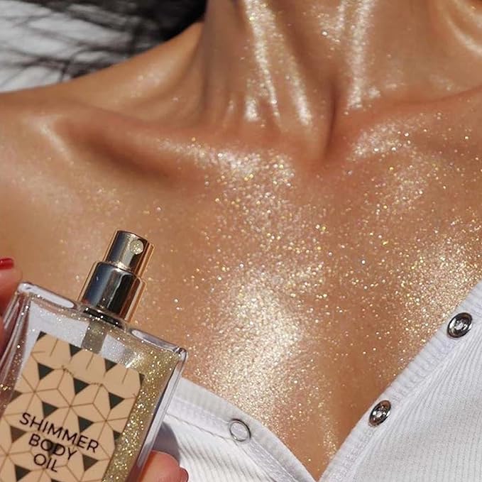 Glitter Body Powder Glitter Powder Waterproof Sweat Proof Shiny Skin Body Shimmer Oil Natural Body Makeup Luminizer 45ml Illumination Glow Cosmetics Bronzer Highlighter Liquid - NewNest Australia