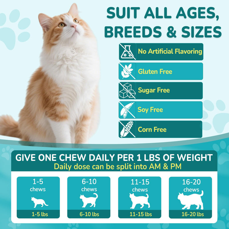 Woyamay 4-IN-1 Flea and Tick Prevention for Cats, 500 Crunchy & Creamy Chews, Cat Flea Treatment, Natural Oral Flea Treatment for Cats, Daily Support for Flea, Immune, Skin & Coat, Gut, Chicken Flavor