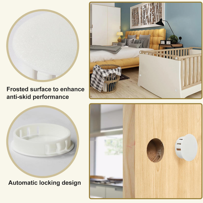 10pcs Plastic Hole Plugs, Snap in Locking Hole Tube Circular Locking Fastener Cover, Insert End Caps for Furniture Fencing Post Pipe - 40mm, White 40mm | 1-9/16" 10