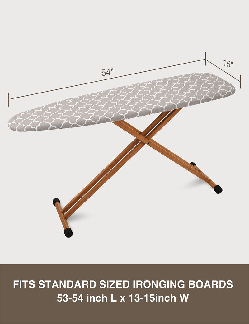 Extra Thick Ironing Board Cover and Pad, Resist Scorching and Staining, 15x54 Reflective Silicone Ironing Board Cover, Elastic Edges, 4 Fasteners, Protective Scorch Mesh Cloth 15"X54" Cotton
