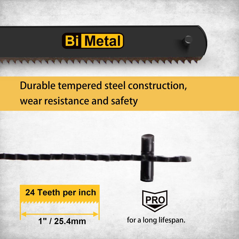 6in. Pro Bi-Metal HSS Mini Hacksaw Replacement Blades, Fine Finish Cut Hacksaw Blade Set 24 TPI 10 pk 6in. Blades