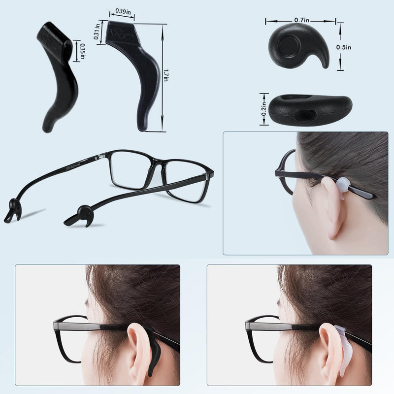 16 Pairs Eyeglasses Retainers, Premium Silicone Anti-Slip Eyeglass Holder, Comfort Ear Grip Hooks Protectors for Spectacle Sunglasses Reading Glasses Eyewear