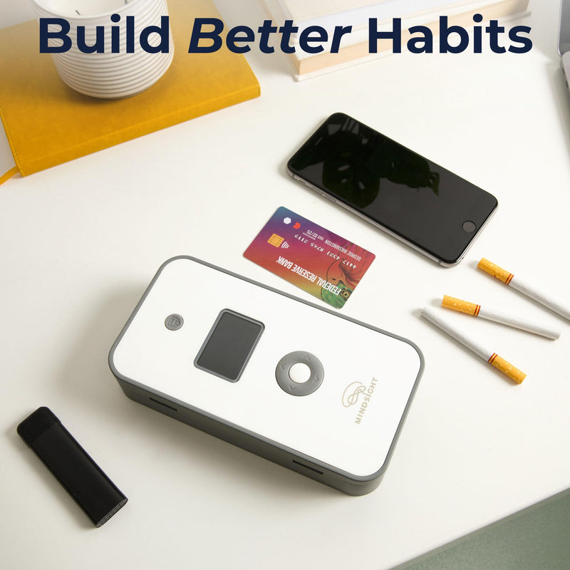 Mindsight Personal Timed Lock Box | Unplug from Phones and Other Small Distractions | 3 Modes based on Willpower | Easy to Use | Out of Sight ~ Out of Mind | Boost Your Mental Wellness Glacier Gray