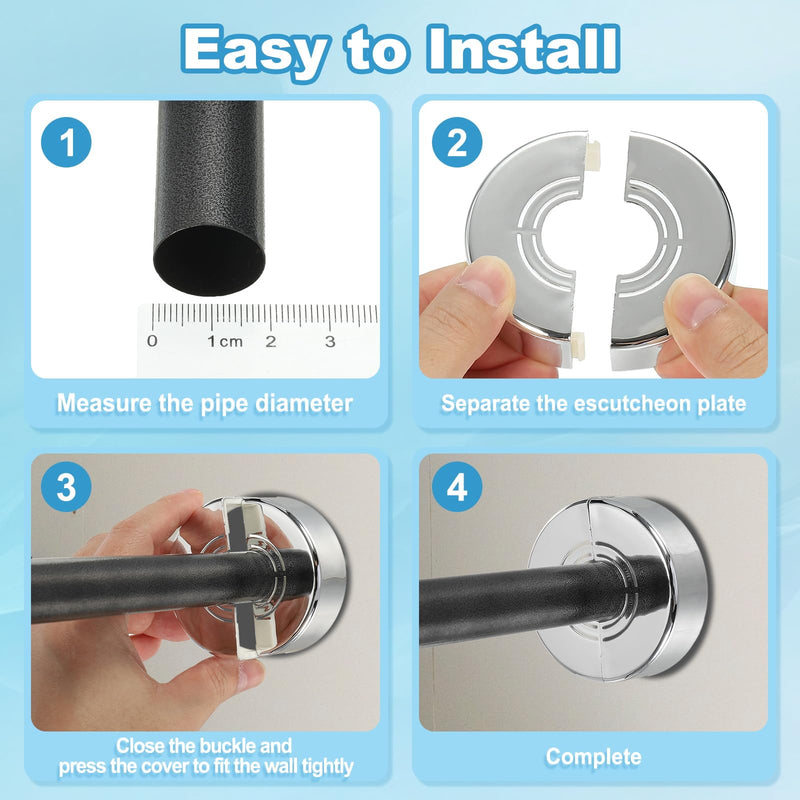PATIKIL Wall Split Flange 0.8/1/1.3 Inch, 1.2" Thicken Cuttable ABS Round Escutcheon Plate Cover Buckle for Water Pipe Faucet Decoration, Silver 1.2"