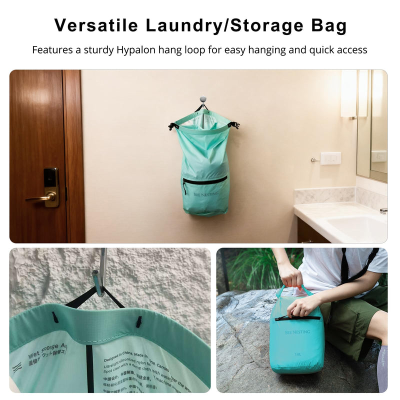 Bee Nesting 10L Waterproof Dry Bag, Wet/Dry Separation Sack with Strap（Orange） Orange
