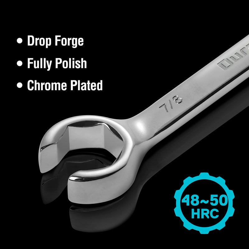 DURATECH Flare Nut Wrench Set, Standard & Metric, 10-Piece, 1/4" to 7/8'' & 9-21mm, CR-V Steel, Organizer Pouch Included 10pc, SAE&Metric