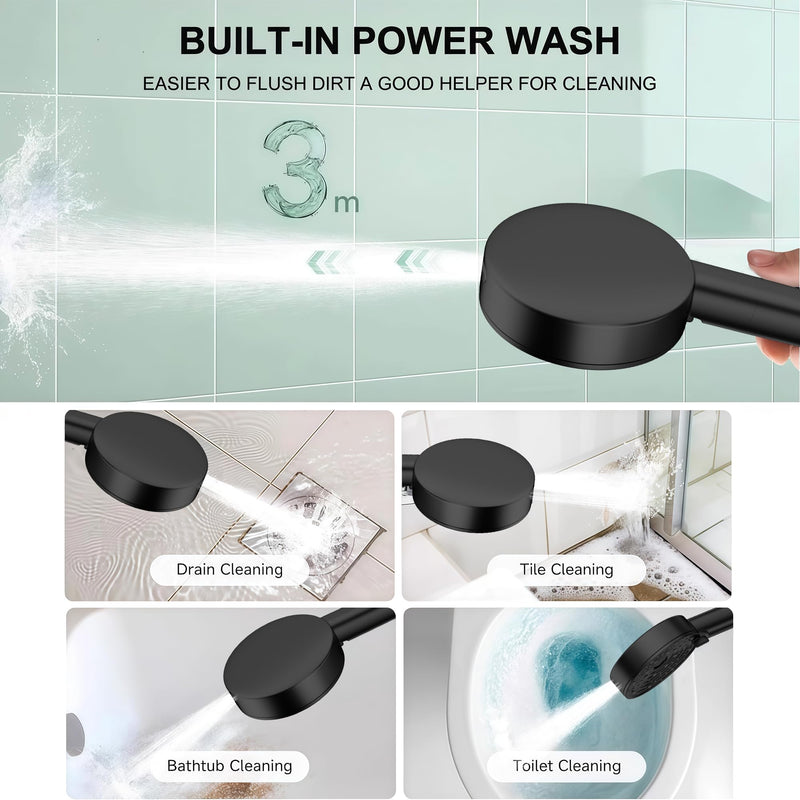 Round ladder-style ten-level showerhead (black) Black